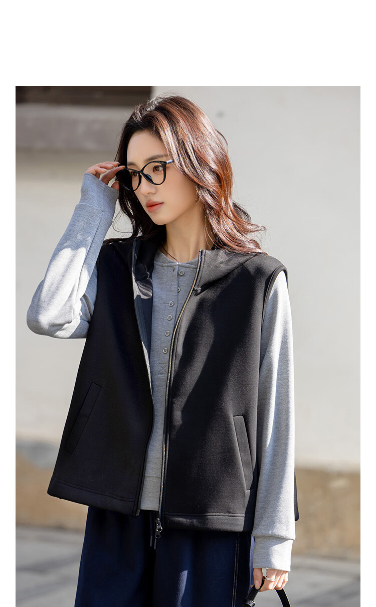 Demana Long-termism Spring Vintage Style Hooded Sleeveless Loose Slimming Concealing Petite Jacket for Women High-end Feel 12