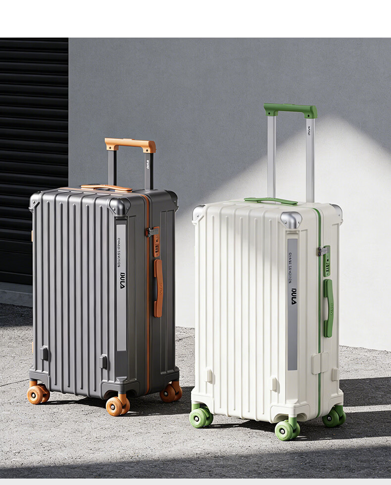 DULA Innovative Plastic Frame PC Luggage Large Capacity Cup Holder Trolley Case Travel Suitcase Password Lock 28 Inch Slate Brown 12