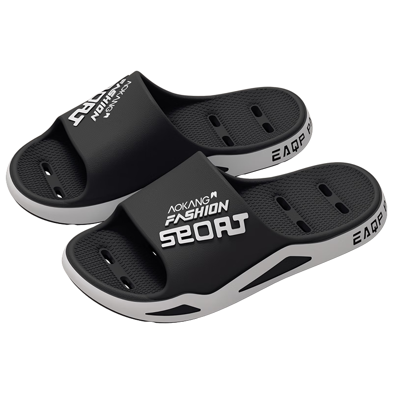Aokang Men's Summer Bathroom Shower Slippers Non-Slip Odor-Resistant EVA Outdoor Fishing Beach Quick-Dry Water-Draining Cool Slippers