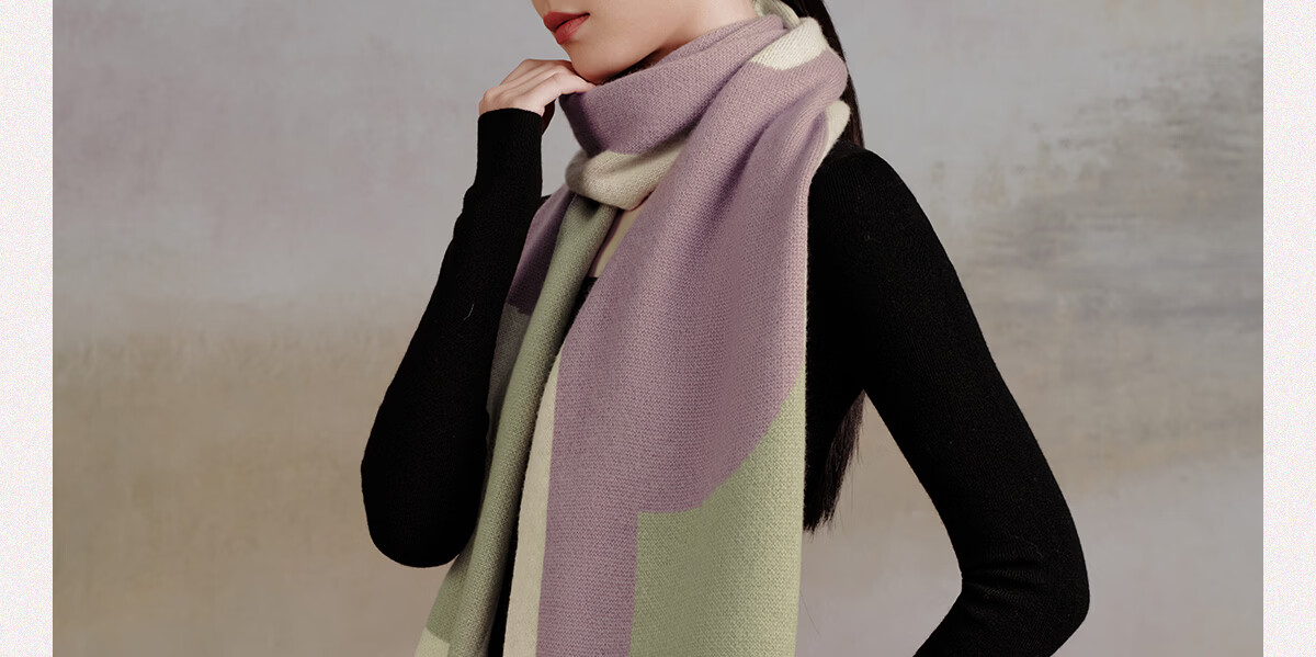 Wanshili WENSLI Pure Wool Scarf for Women, Shawl Gift for Girlfriend, Holiday Gift Box Set, Mengte, Sweet Lotus Root Pink 43