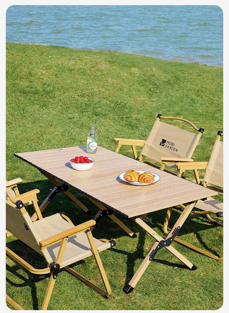 MOBIGARDEN Mountain Stream Aluminum Alloy Egg Roll Table Outdoor Camping Picnic Lightweight Folding Table NX25665052 Obsidian Black 14