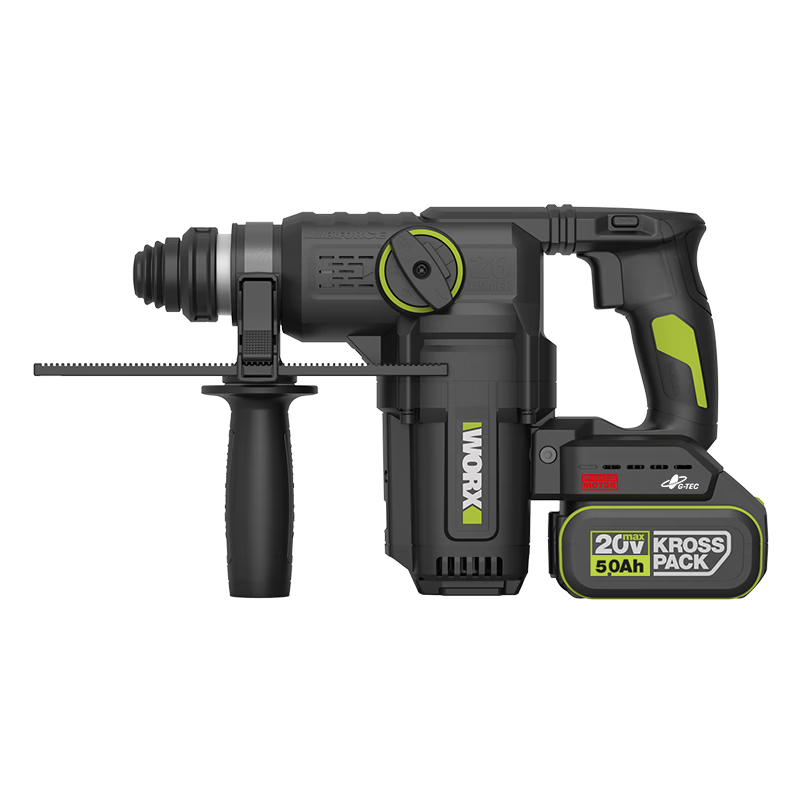 Worx 20V Cordless Lithium Battery Hammer Drill WU391 (5.0Ah Dual Battery) Electric Impact Drill for Concrete and Wall Drilling Power Tool
