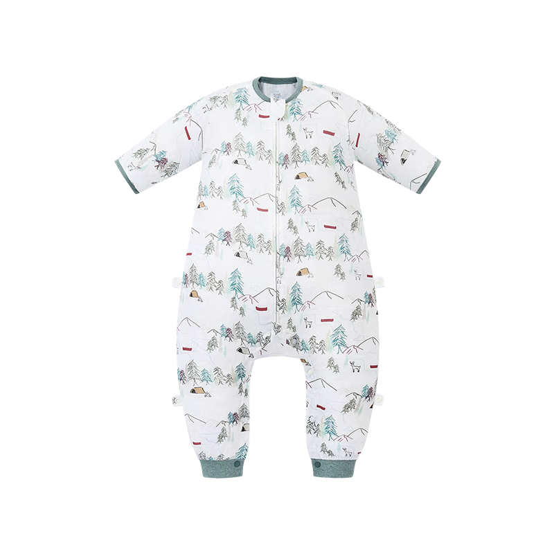 Nest Designs Baby Sleeping Bag Children's Spring Summer New Double Layer Gauze Baby Leg-separated Sleeping Bag Anti-kick Quilt Forest Path Size 80
