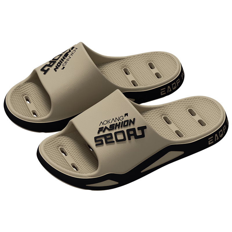 Aokang Men's Summer Bathroom Shower Slippers Non-Slip Odor-Resistant EVA Outdoor Fishing Beach Quick-Dry Water-Draining Cool Slippers
