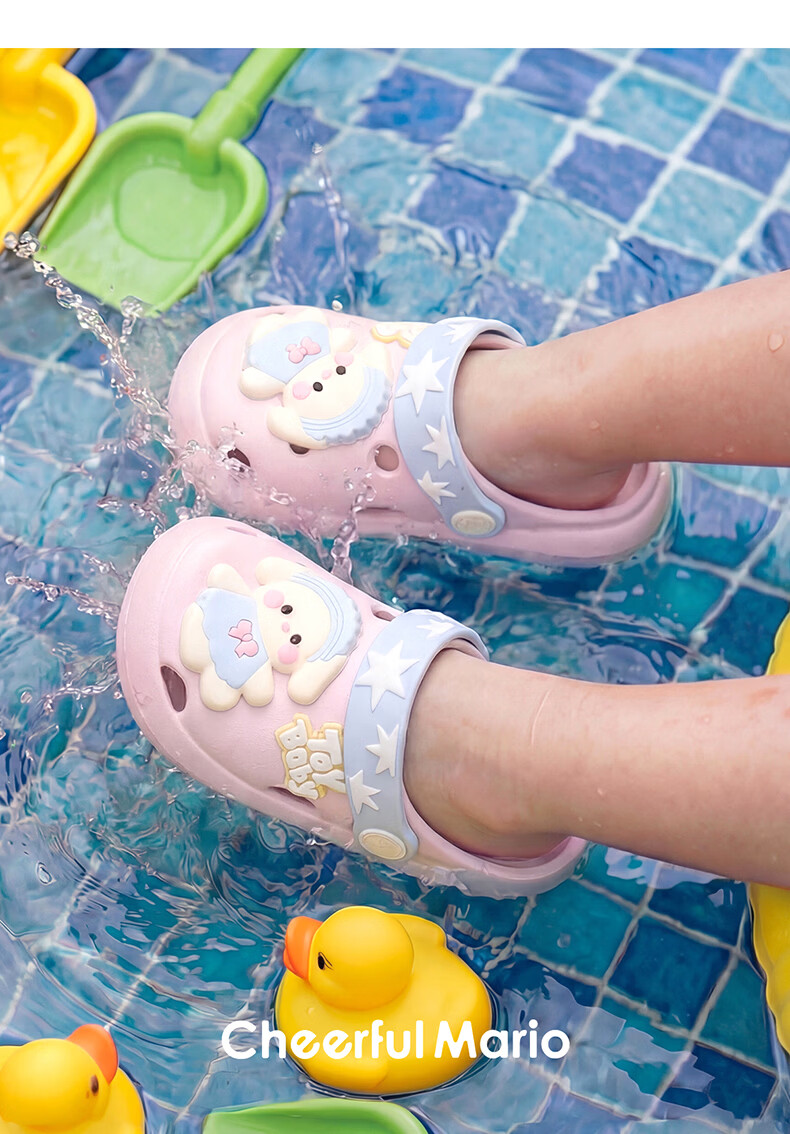 Cheerful Mario Girls Baby Clog Shoes Children's Princess Sandals Summer Soft Sole Breathable 1-3 Years Toddler Boys Cool Slippers 17
