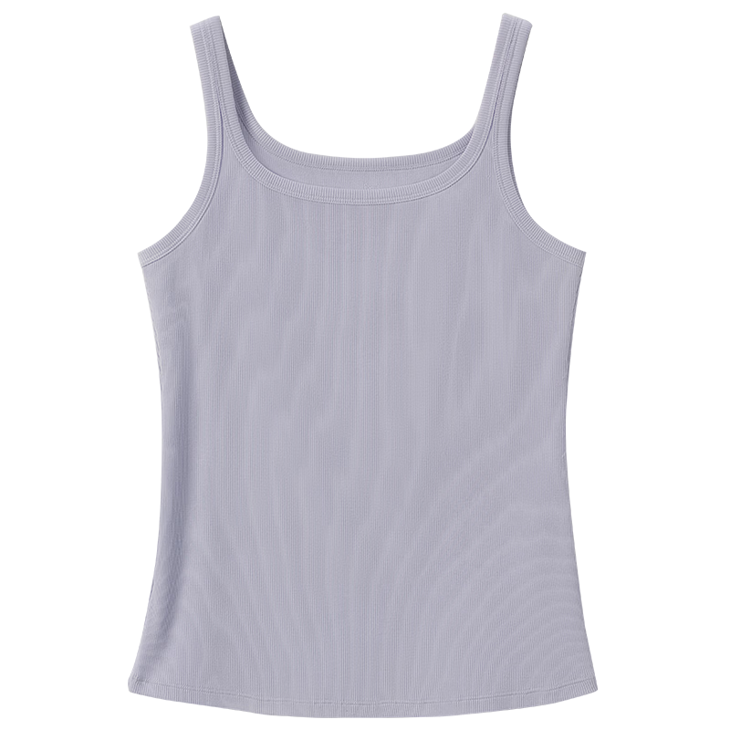 MiiOW Cool Ribbed Women's Basic U-Neck Tank Top High Elastic Breathable Skin-Friendly Slim Fit Sleeveless Layering Shirt