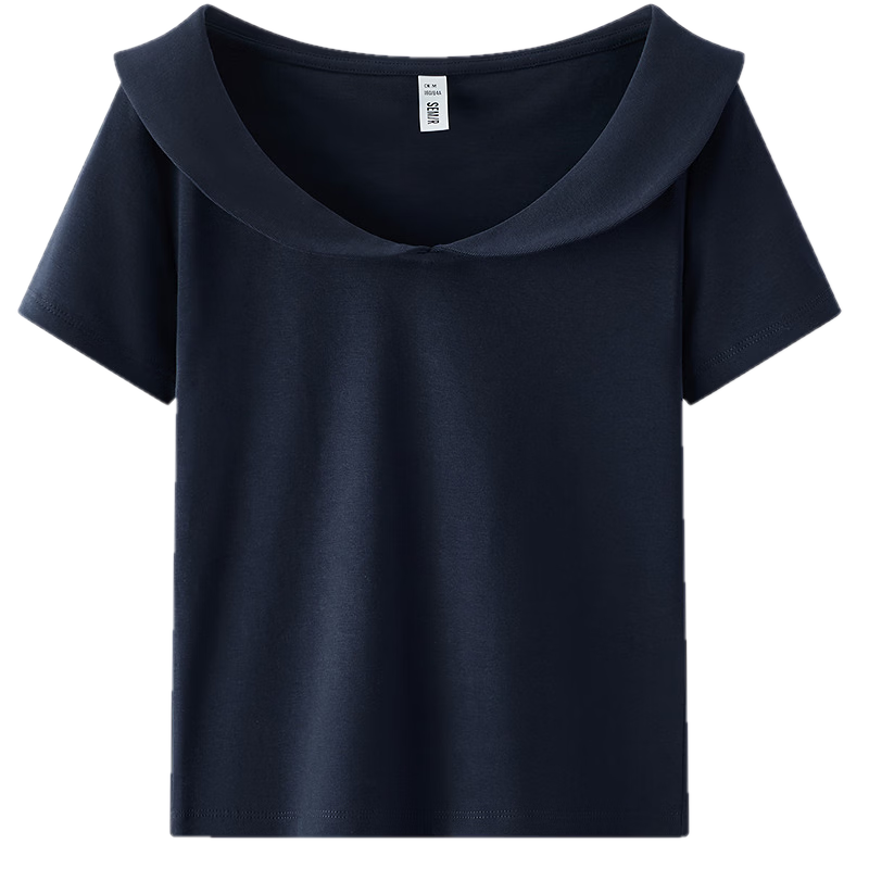 Semir Women's Summer Short Solid Color Doll Collar Short Sleeve Slim Fit Polo Shirt 2026 Gentle Clothing 109326115001
