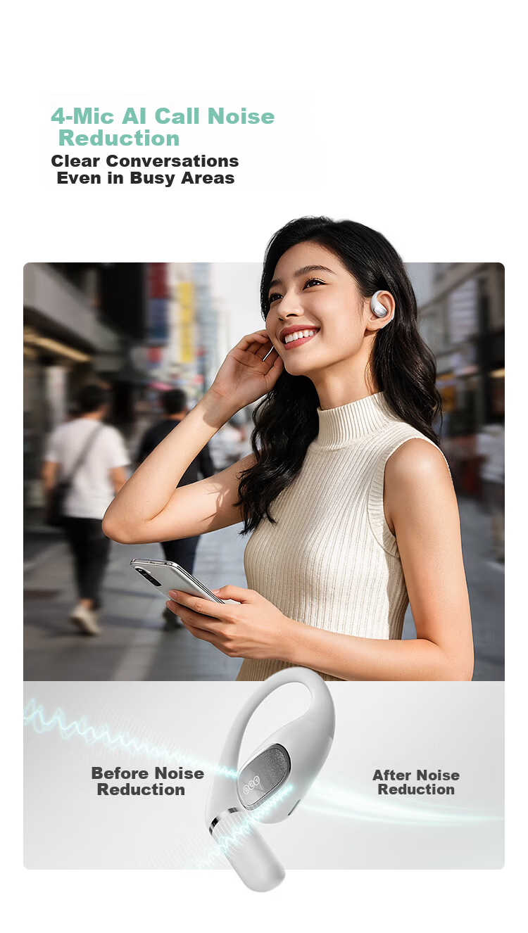 QCY Crossky R50 Open-Ear Bone Conduction True Wireless In-Ear Bluetooth Headphones Silver 14