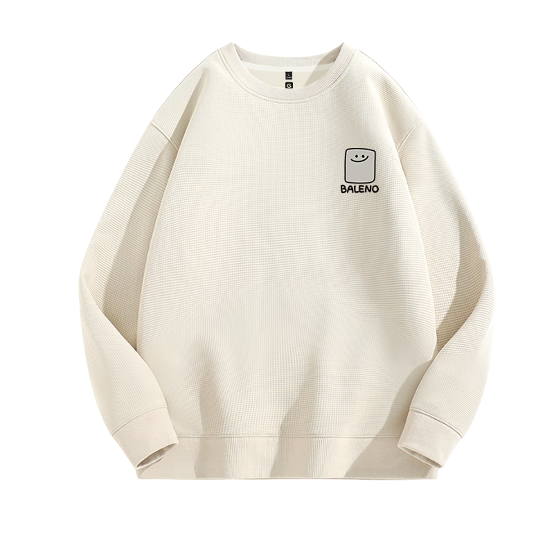 Baleno Sweatshirt for Men, Spring And Autumn Round Neck Pullover, Casual Men's Top, Heavyweight Waffle Knit Long-Sleeve Outerwear