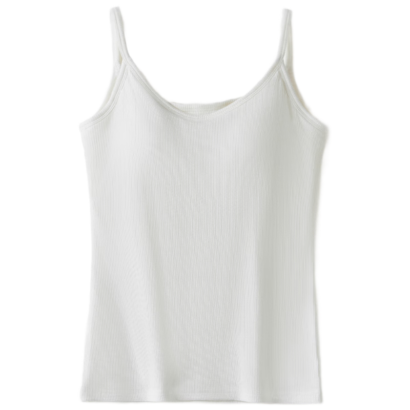 MiiOW Women's Camisole Tank Top with Built-In Bra Pads, Spring And Summer White Backless Bralette, Inner Wear Or Outerwear