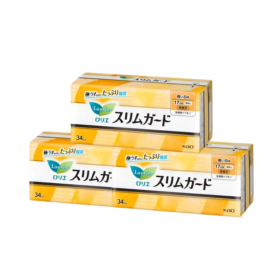 Laurier Kao Japan Original Imported Daily Sanitary Napkins S Thin Soft Series 17cm 34pcs*3 Packs 102pcs