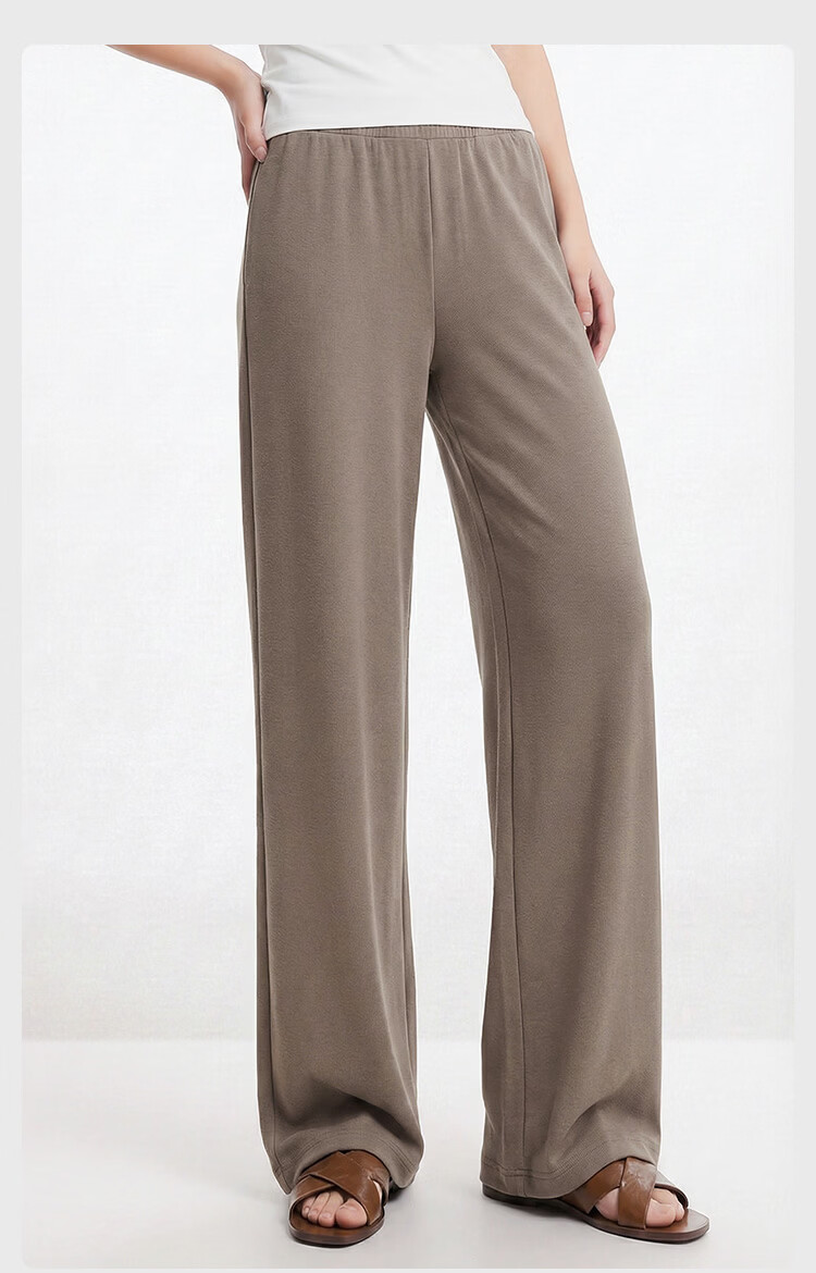 JD Jingzao Women's Modal Casual Pants 2026 New Spring High Waist Straight Slim Light Coffee L 15