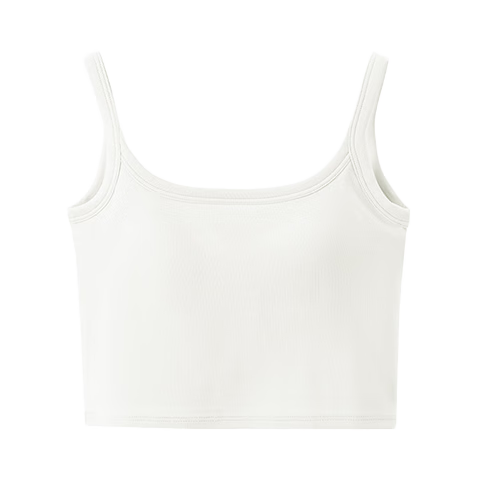 Herbal Natural Color Silk Camisole with Built-in Bra Pads, Women's Summer White Square Neck Outerwear Tank Top
