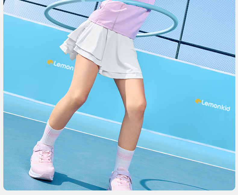 Lemonkid Kids Quick-Dry Sports Skirt Summer Girls Lightweight Breathable Tennis Skirt Anti-Exposure Soft Comfortable 17