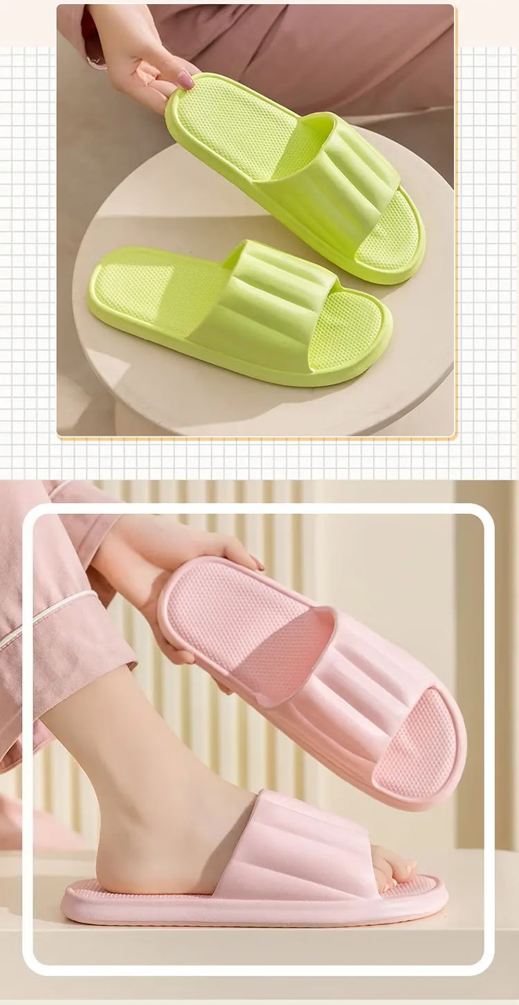 Qiumuxi Bathroom Slippers Unisex EVA Home Couple Non-Slip Shower Lightweight Comfortable Sandals Green Size 38-39 2
