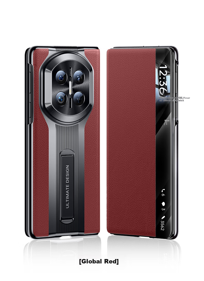 Tianjue First Layer Genuine Leather Huawei Mate X7 Case Huawei X7 Collector Edition Protective Cover Foldable Screen Smart Flip Leather Case with Built-in Stand Full Coverage Drop-proof Ultra-thin 13