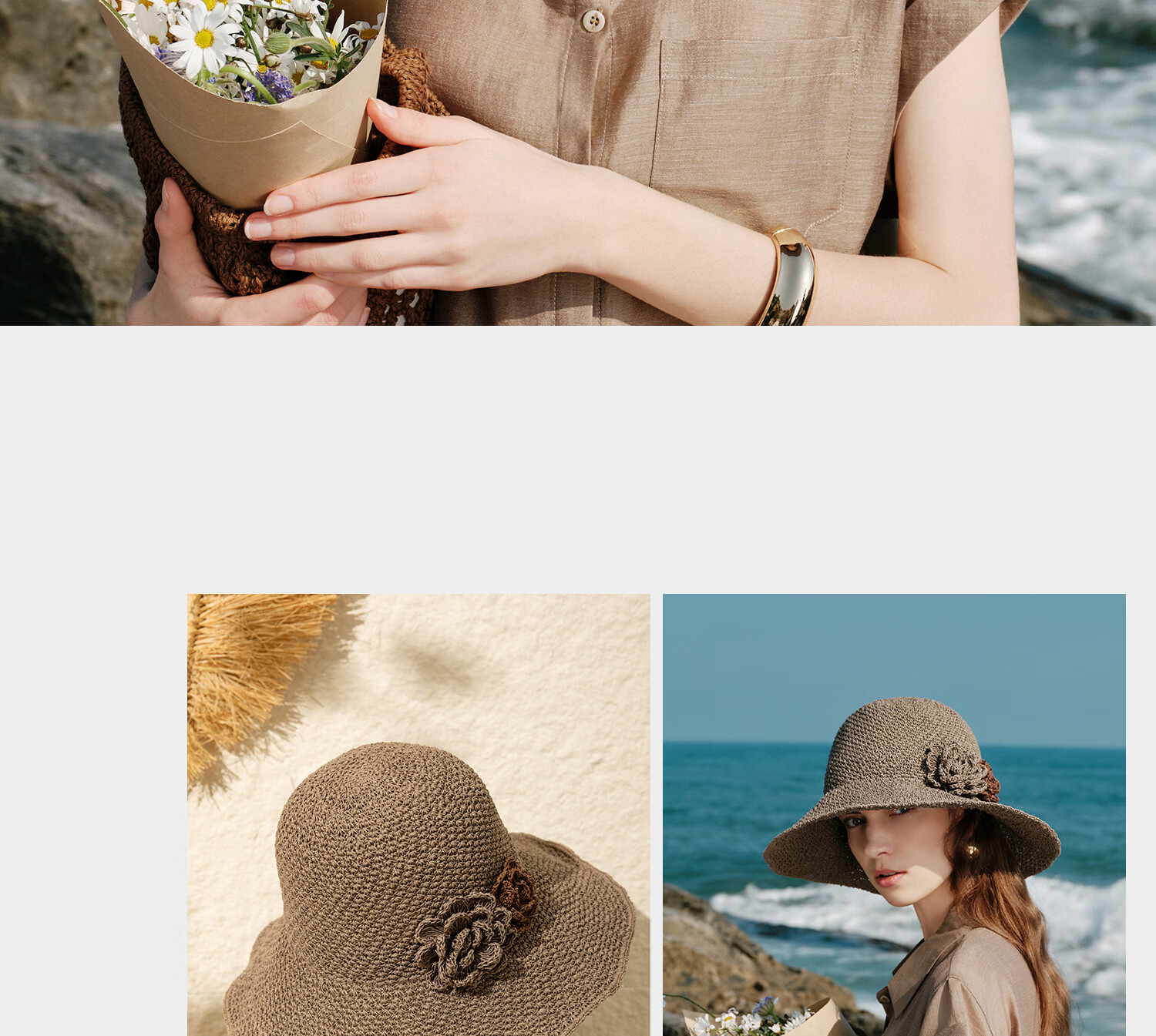 FANCET Women's Hand-Crocheted Straw Hat Spring Summer French Elegant Beach Vacation Floral Foldable Sun Hat 28