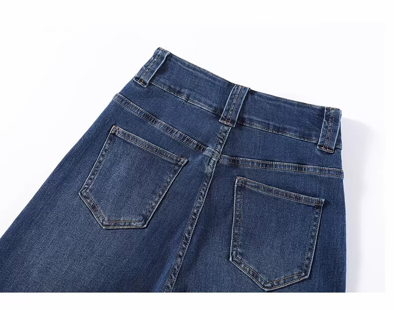 Langsha Women's Jeans 2026 New Retro High-Waist Wide-Leg Pants Slimming Double-Button Straight Micro-Flare Trousers for Petite 9