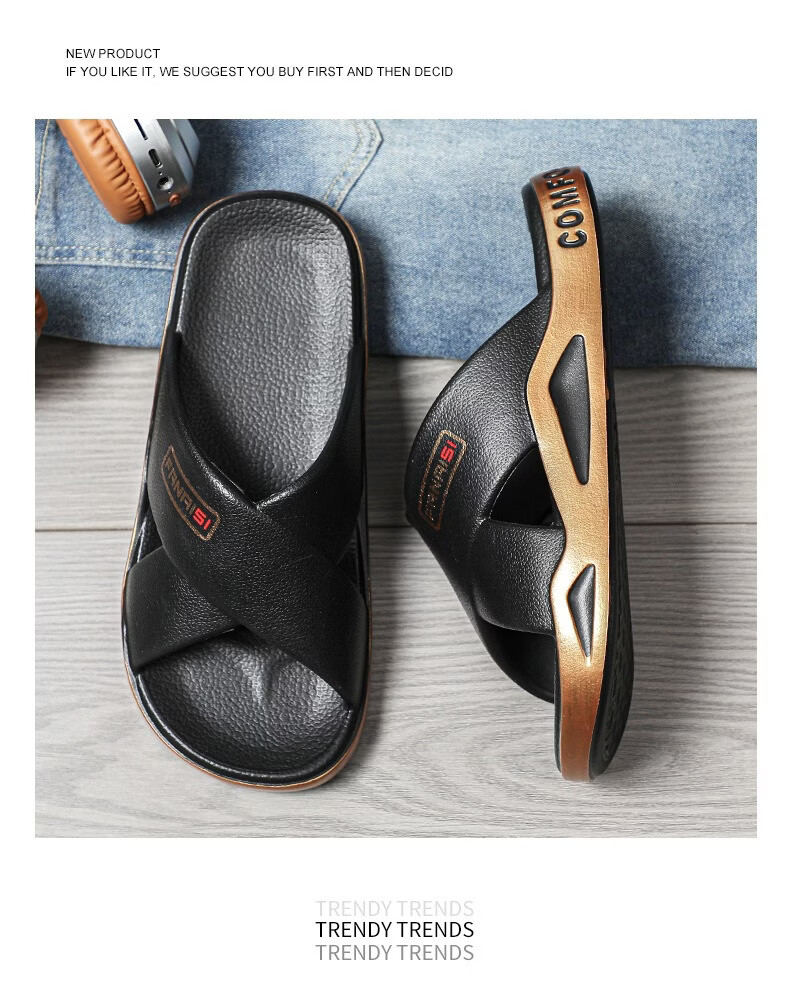 YUZHAOLIN Men's Fashion Sports Beach Slippers Comfortable Soft Sole Sandals 13