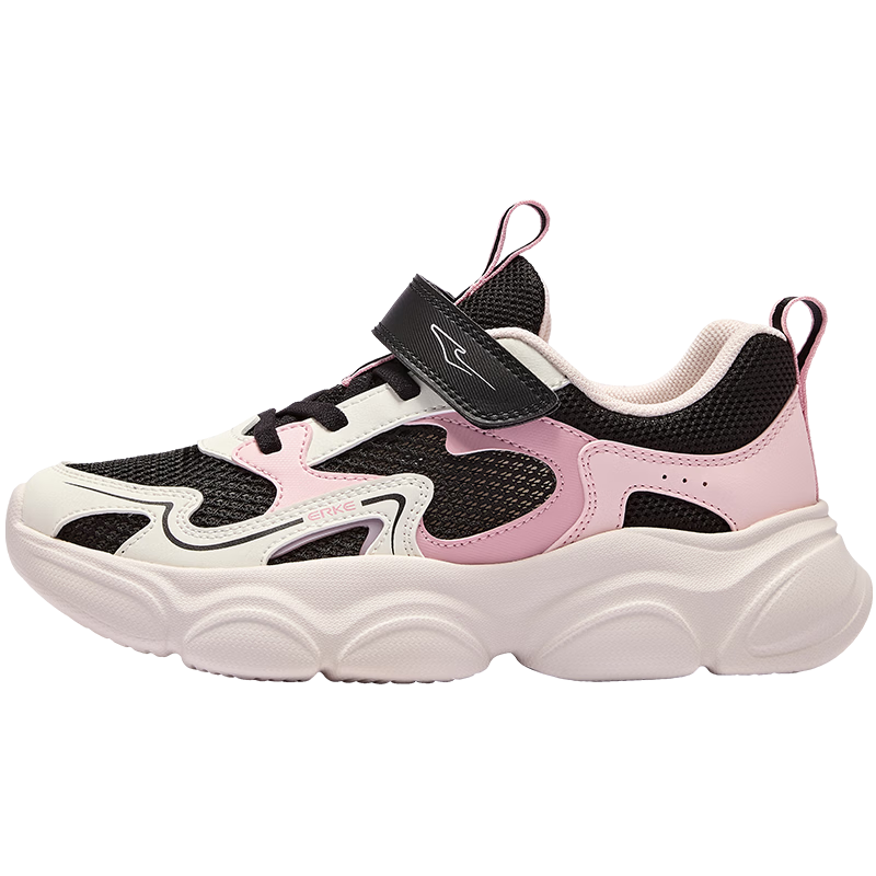 ERKE Kids Summer Casual Shoes Breathable Lightweight Sports Shoes for Boys and Girls Black/Crystal White Size 32