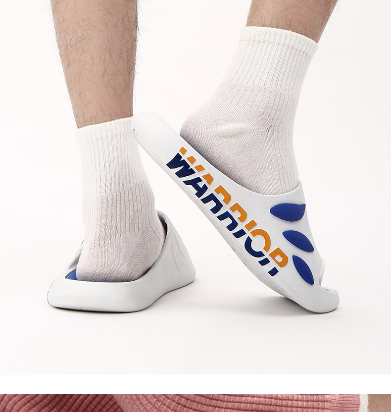 Warrior Official Men's Slippers 2026 Summer Indoor Men's Sandals Outdoor Beach Shoes White Blue Size 43-44 9