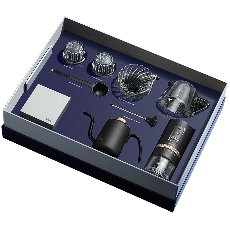 SIMELO Pour-Over Coffee Maker Set, Home Electric Grinder, Drip Pot, Sharing Pot, Filter Cup, Mid-Autumn Festival Gift