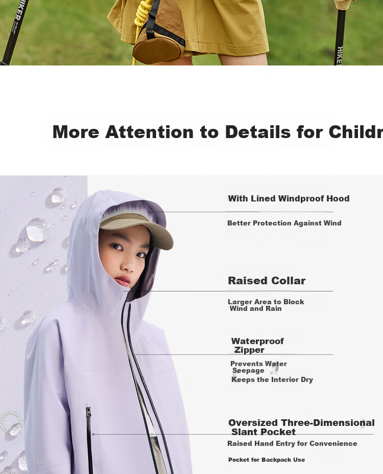 Pelliot Kids Outdoor Windproof Hard Shell Jacket Autumn Winter 135101017 Orange Size 165 8