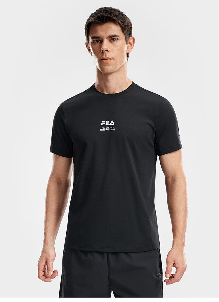 FILA Official Men's Knitted Short Sleeve Shirt 2026 Summer Fitness Sports Basic Moisture-Wicking Quick-Dry T-Shirt 36
