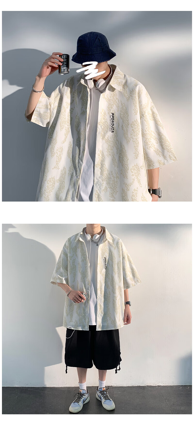 MARK FAIRWHALE Men's Short-Sleeve Shirt, Summer Collared Half-Sleeve Top, Loose Casual Wear Jacket, White, XL 11