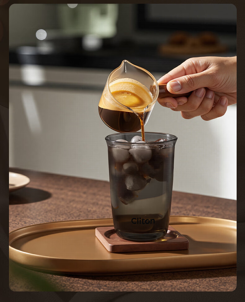CLITON Smoke Gray Glass Coffee Cup Iced Americano Latte Cup Cold Drink Transparent Glass Water Cup Beverage Tea Cup 11