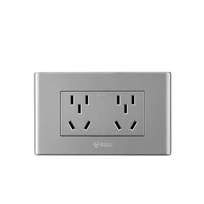 BULL Switch Socket, Multifunctional 118-Type Socket Switch with 10 Or 6 Holes Socket Panel G04Z256A, Gray