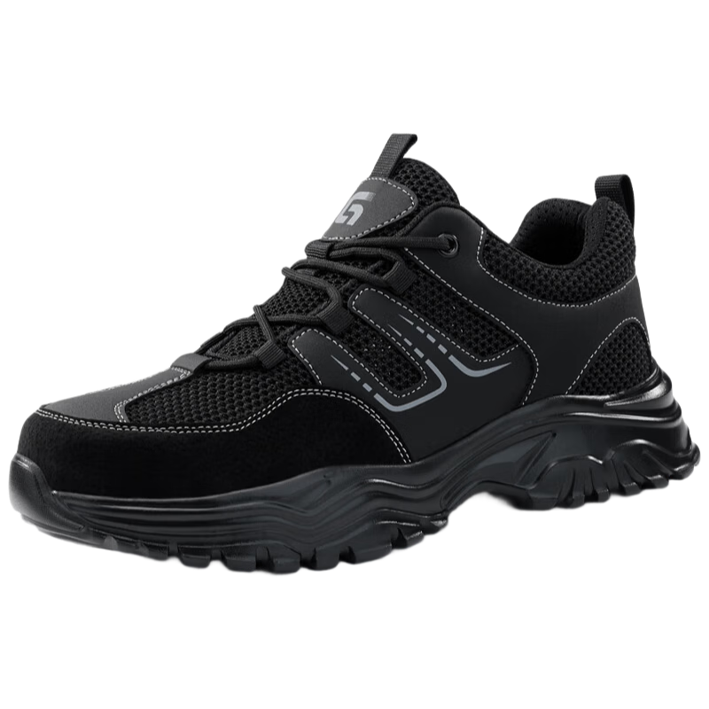 GUYISA Safety Shoes for Men, Summer Breathable Anti-Smashing Anti-Puncture Steel Toe Ultra-Light Comfortable Construction Site Work Boots F138T Size 42