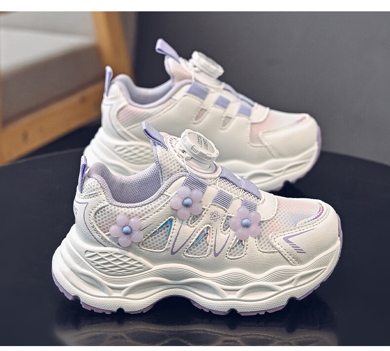 Jeanswest Kids Girls Lightweight Sports Shoes Casual Dad Sneakers Children's Running Shoes D1A086 White/Purple Size 27 10