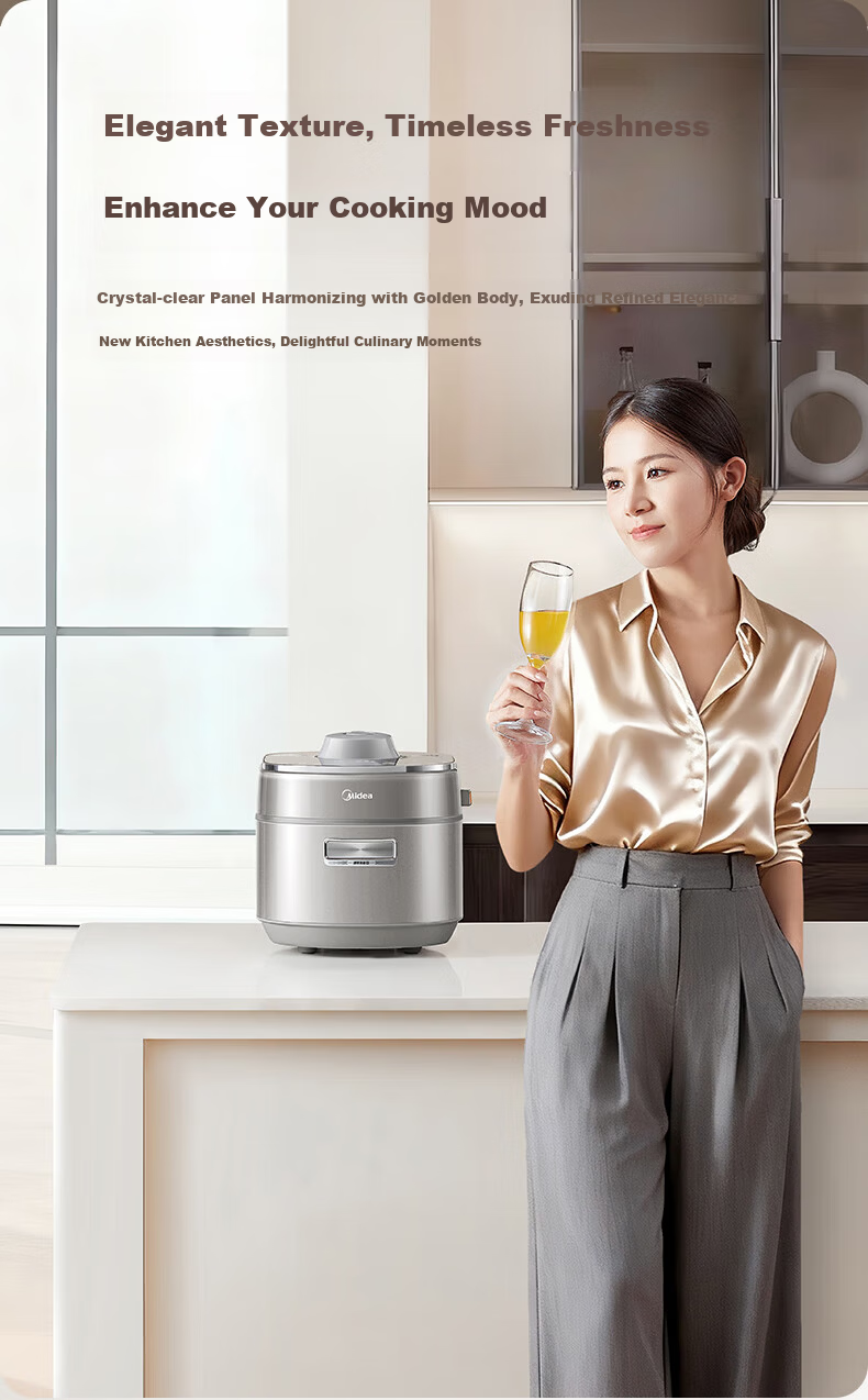 Midea 5L Electric Pressure Cooker Low-Fat Rich Flavor High-Pressure Pot 2200W Fast Tender High-Pressure Quick Cook 0 Fluorine Double Inner Pot Special Lid Opening Cooking 24H Reservation MY-S8 [ZMD Pe 20