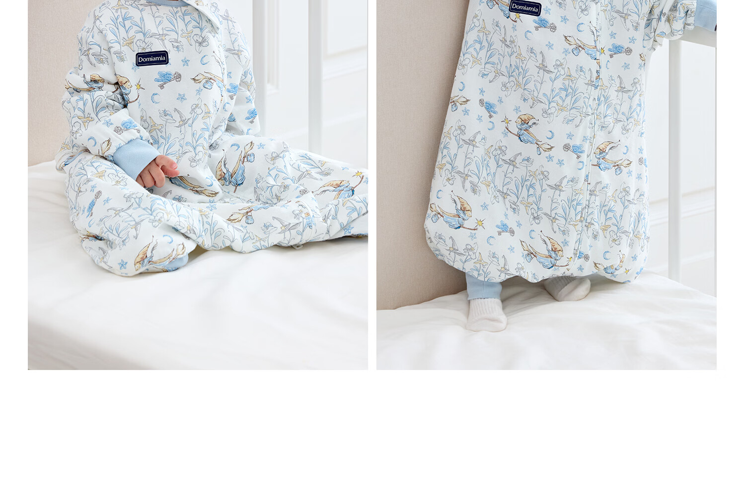 DOMIAMIA Baby Sleeping Bag All-in-One Four Seasons Universal 2-in-1 Anti-Kick Quilt Six-Layer Gauze Velvet Rabbit S 21-25℃ 12