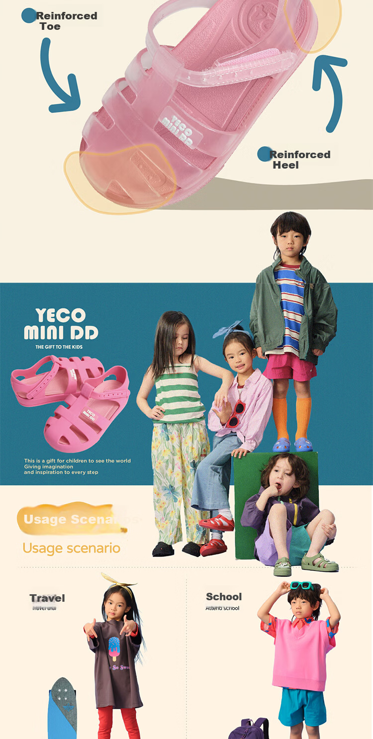 YECO MINI DD 2025 New Kids Sandals Girls Roman Shoes Boys Breathable Beach Shoes Starry Purple Size 24 5