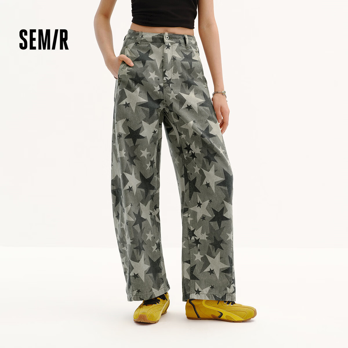 Semir Chen Duling Mall Same Style | Curved Knife Jeans for Women, Summer 2026 Loose Floor-Length Pants, Cool Feeling, 103326124012A