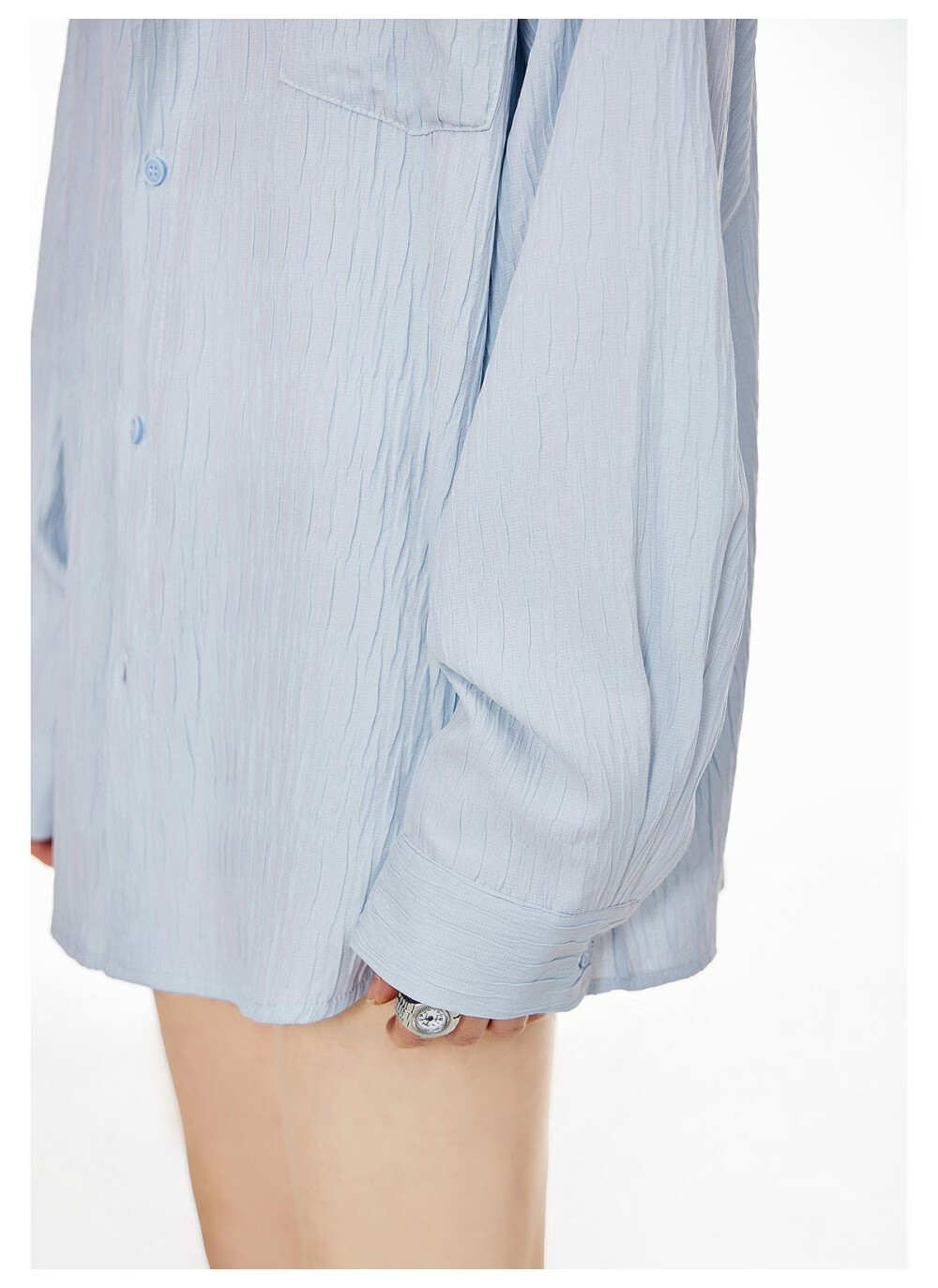 ICH MODE American Texture Physical Sunscreen Long Sleeve Shirt Women 2026 New Summer Premium Shirt Light Blue S 15