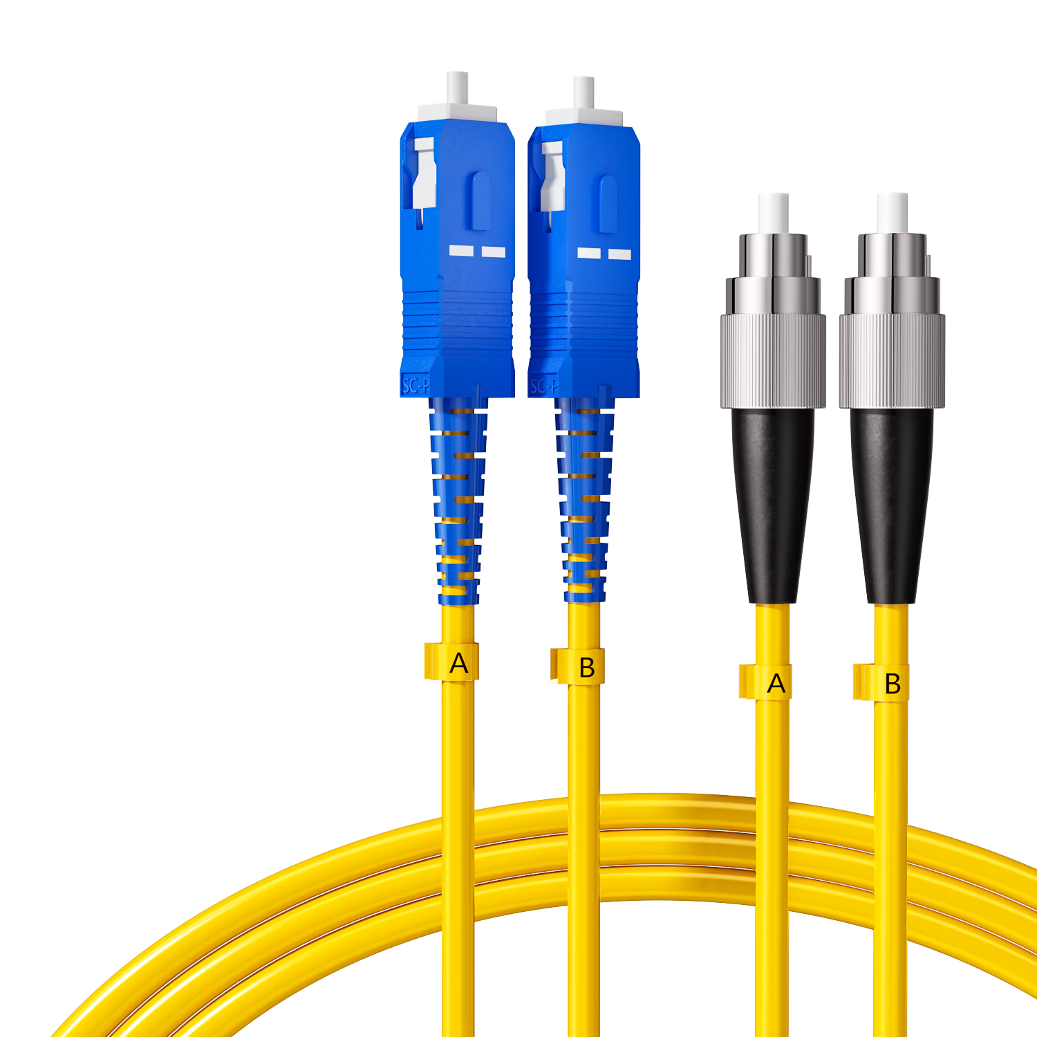 Rongwei Sheng Telecom Grade Fiber Optic Patch Cord SC-FC Single Mode Duplex 3m Engineering Home Fiber Optic Cable Suitable for Optical Transceiver Tail Fiber Connection RWS-GQTX-SC-FC3