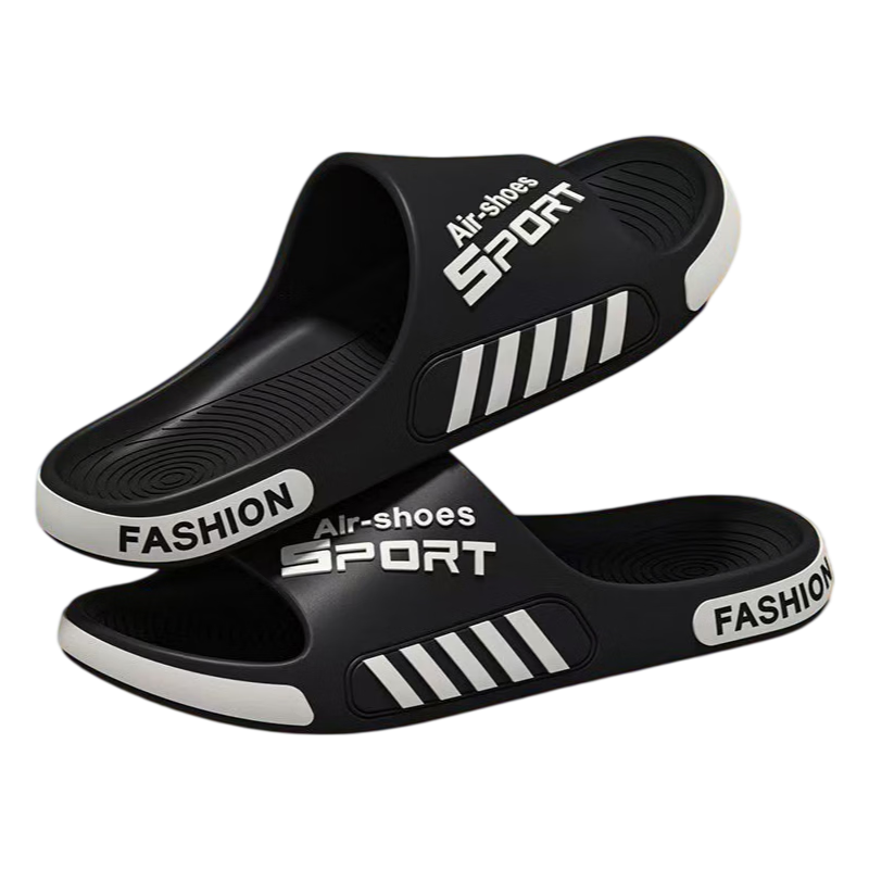 CXOCSI Men's Summer Indoor Home Shower Non-Slip Soft Sole Sports Beach Slippers Black Size 40-41