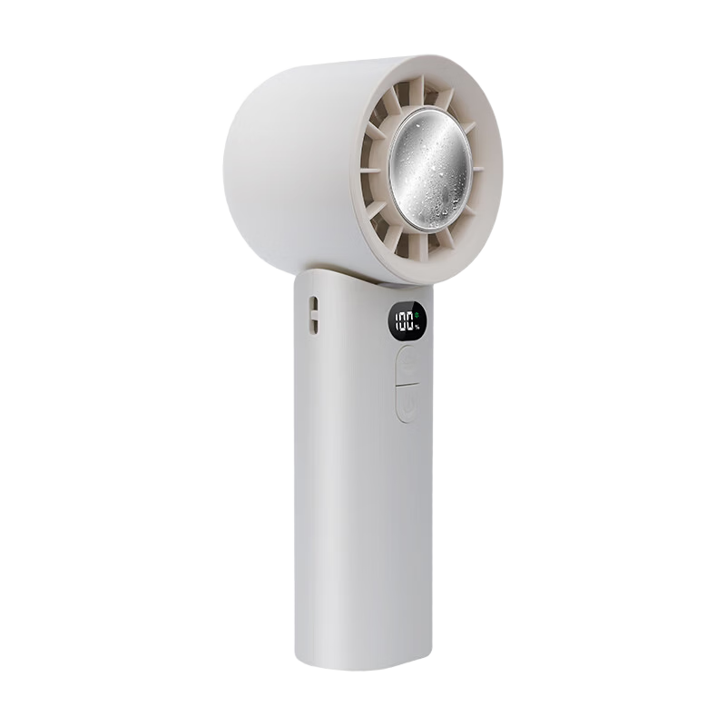 COMIX Handheld Ice Cooling Mini Fan 2026 New Ice Ceramic Cooling Foldable Fan 100-Speed High Wind Hair Dryer Smart Digital Display Rechargeable Portable Long Battery Life Gift LC002 White