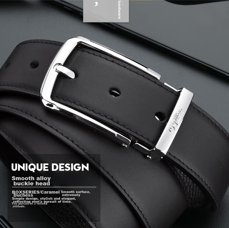 Goldlion Men's Pin Buckle Belt, Business Waistband Gift Box, Fashionable Trouser Belt, Birthday Gift 9