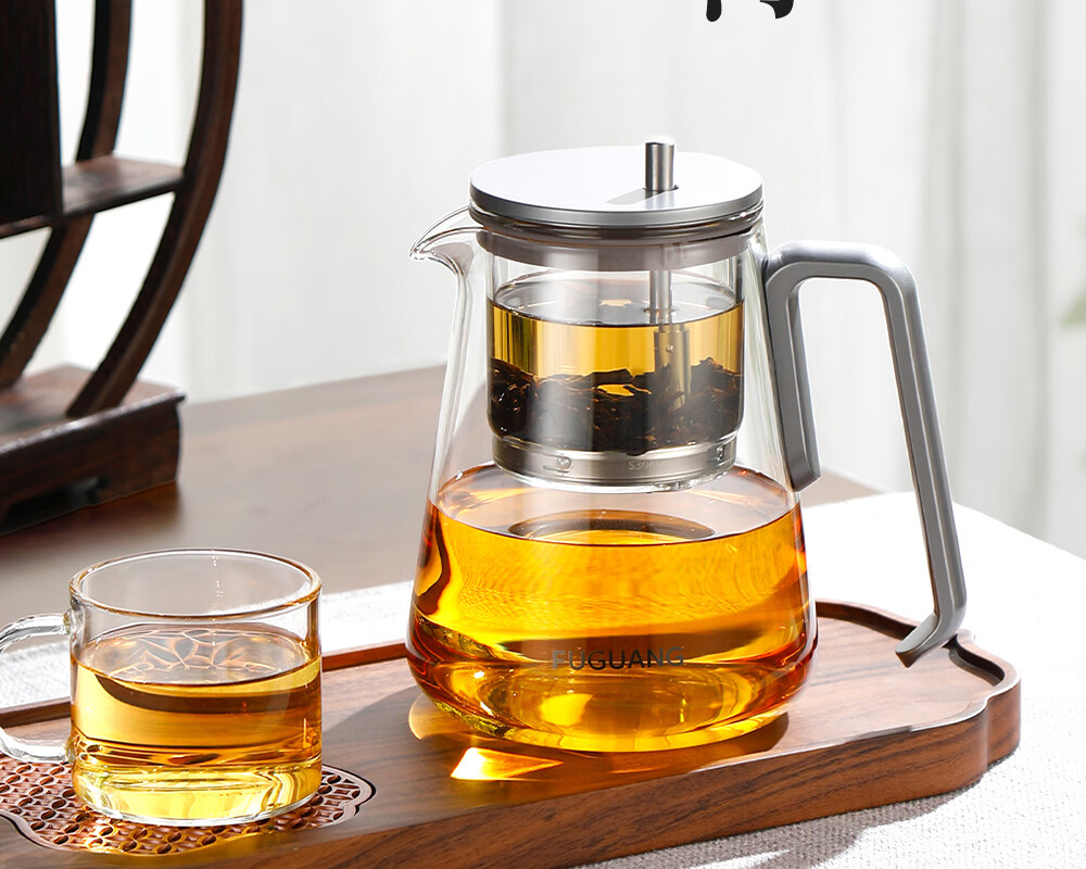 Fuguang Glass Tea Pot with Tea Infuser, Large Capacity Tea Brewing Cup 2