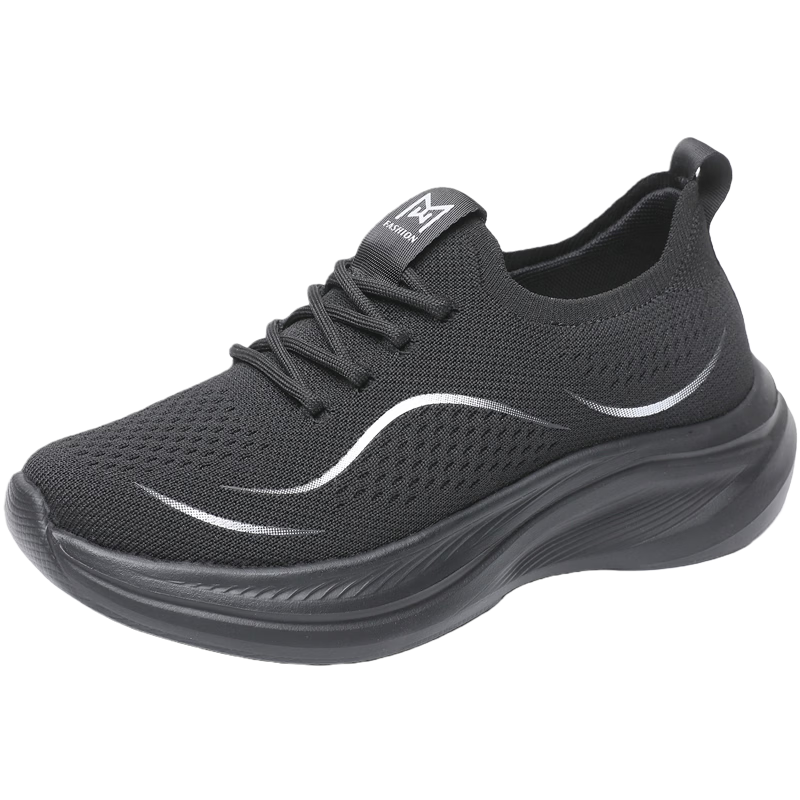 BURUIJING Old Beijing Cloth Shoes Women's Slip-On Casual Sports Shoes for Mom 61170 Black Size 39