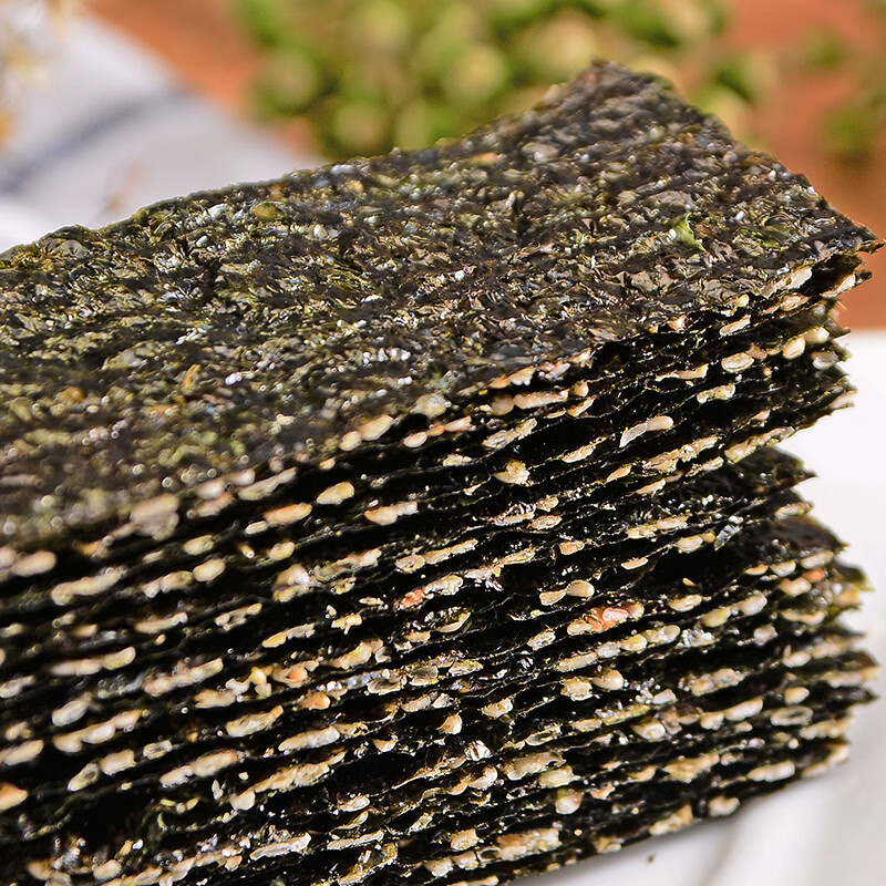 波力海苔芝麻夹心脆48克(8g*6)高蛋白儿童休闲零食礼包紫菜拌饭脆片