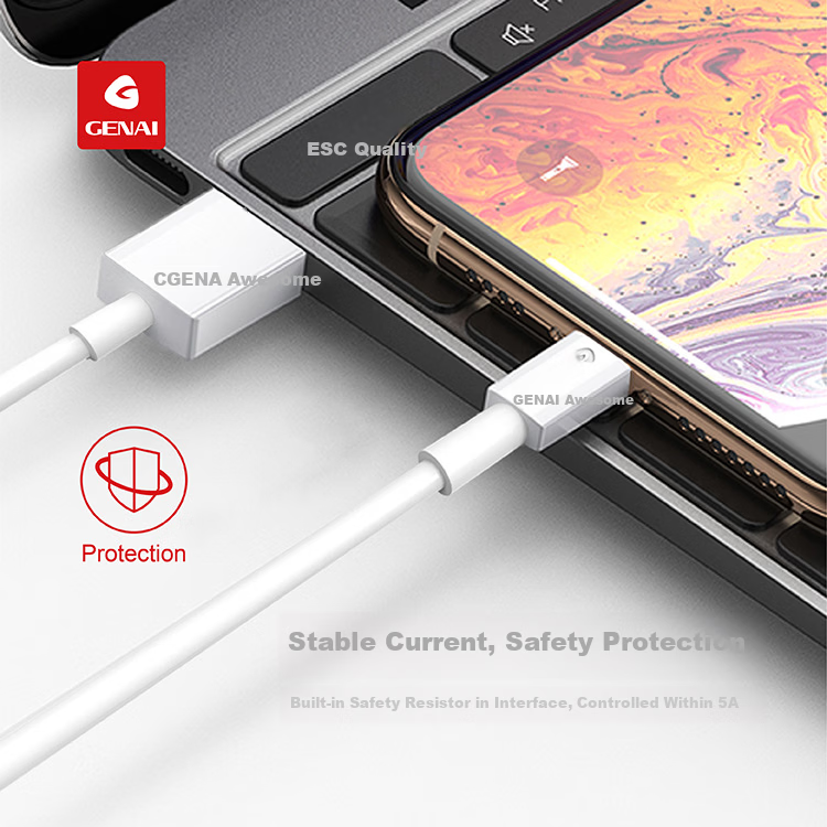 GENAI Q12 Fast Charging Type-C Calf Data Cable (6-Pack) Bend-Resistant Explosion-Proof 5A High Current 5