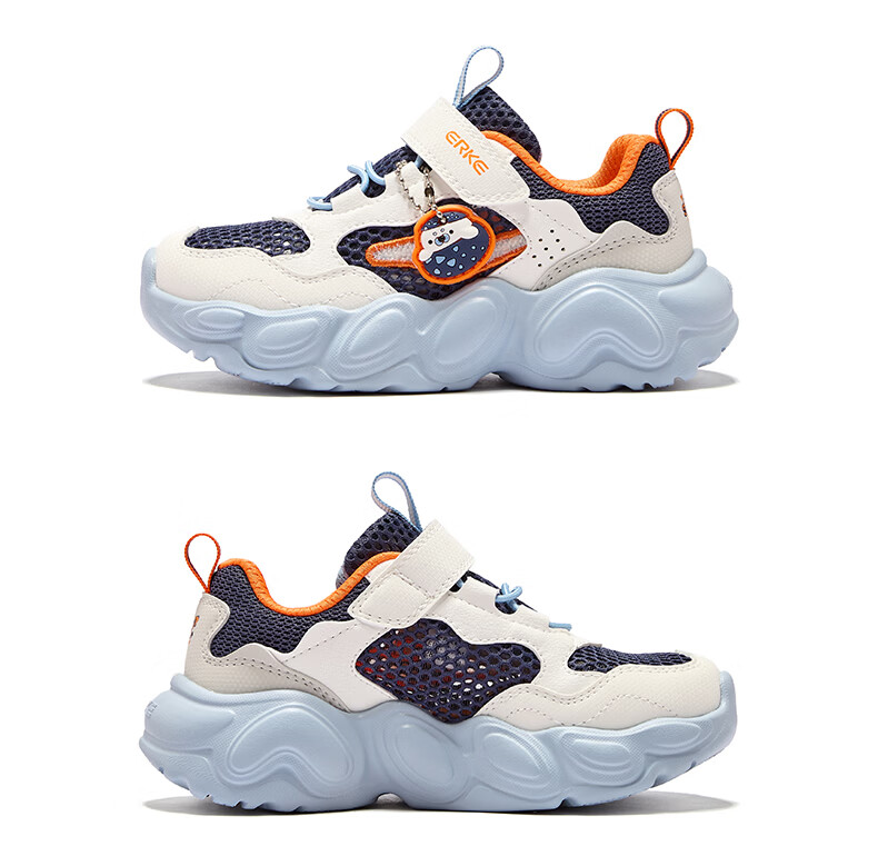 ERKE Kids Summer Casual Shoes Boys and Girls Toddler Sports Shoes Ink Blue/Microcrystalline White/Wild Gray Size 32 11
