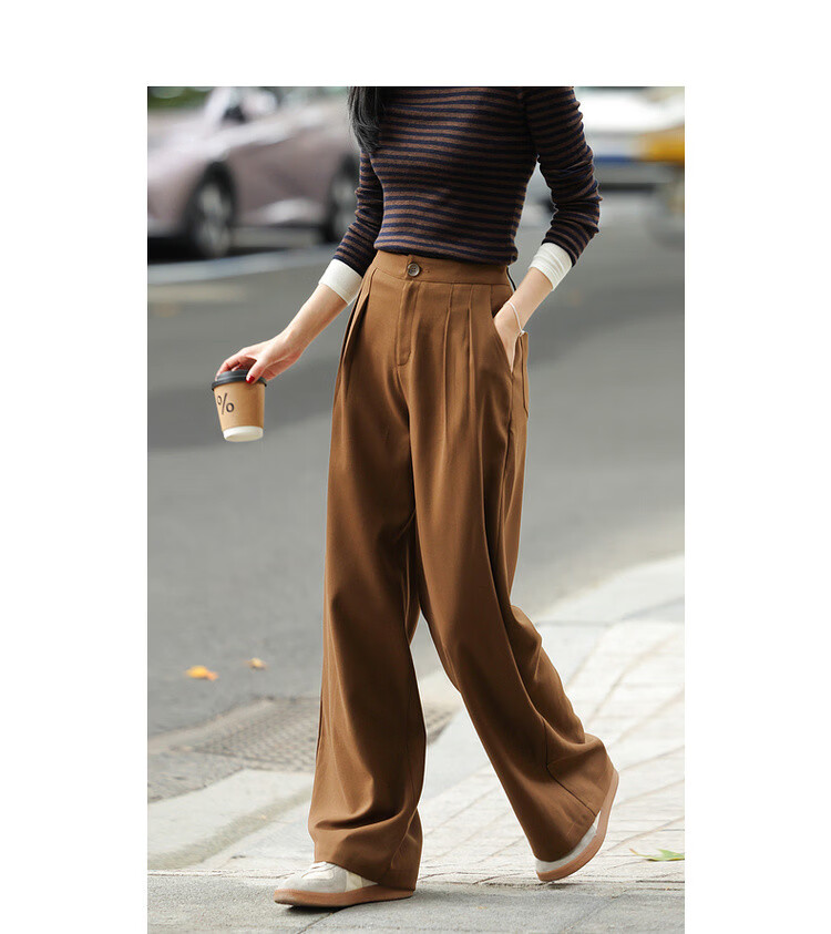 MT Relaxed Home Pants Autumn Japanese Style Commuter Pleated Wide-Leg Loose Fit Women's Casual Trousers 9