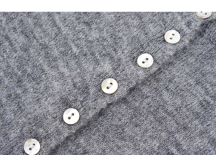Demana Spring Sweet Crew Neck Shell Button Knit Sweater with Contrasting Lace Trim and Drawstring, Wool Blend 14