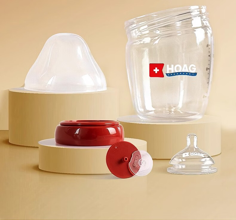Hoag Glass Baby Bottle Anti-Colic Nipple Newborn 0-3 Years Infant Anti-Choke Feeding Bottle 240ML 4
